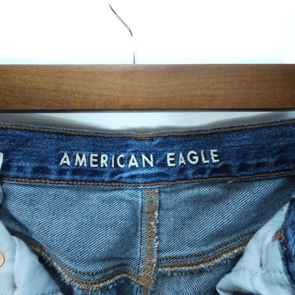 American Eagle Mom Jeans Womens 29 Blue‎ Y2K Tapered High Rise Button Fly Denim